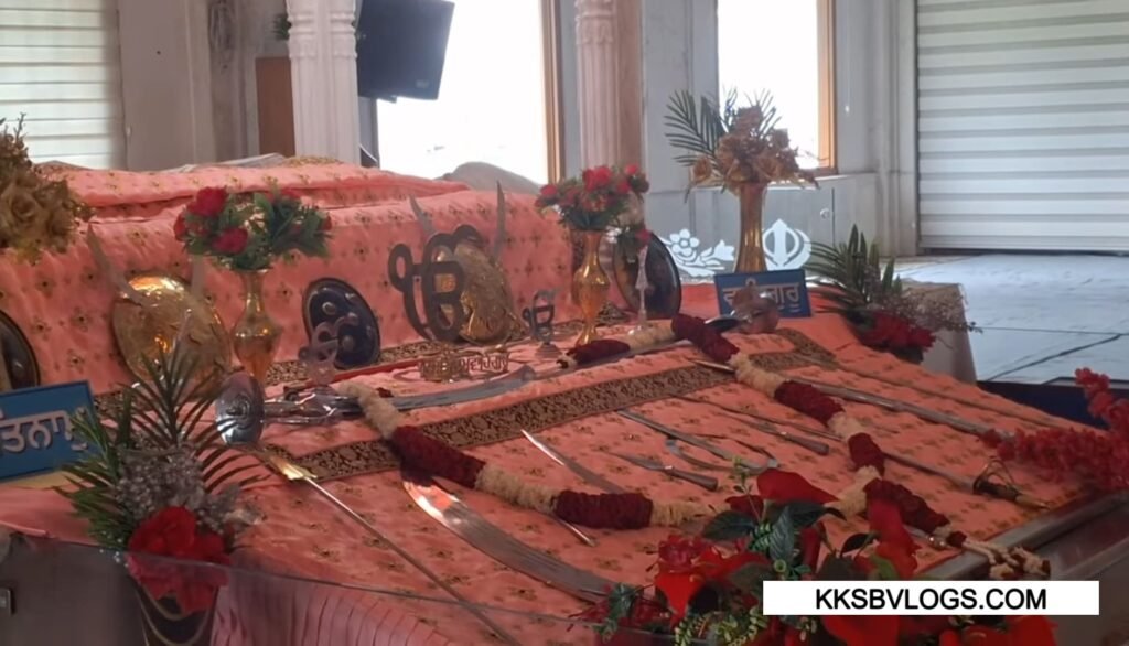 original weapons (swords, spears), dastaar, and written bani of Guru Ji. in paunta sahib