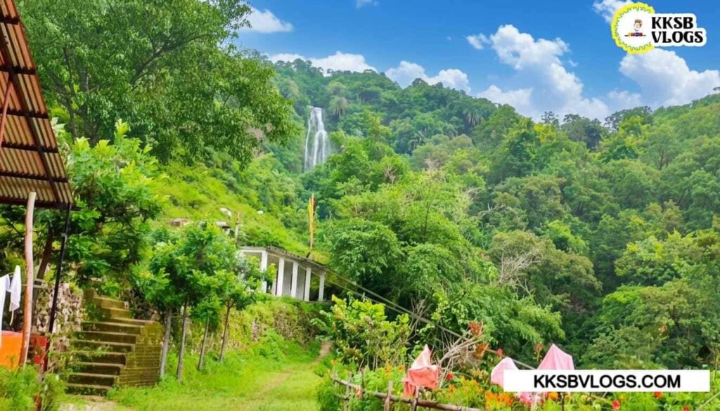view of waterfall from niku baba temple